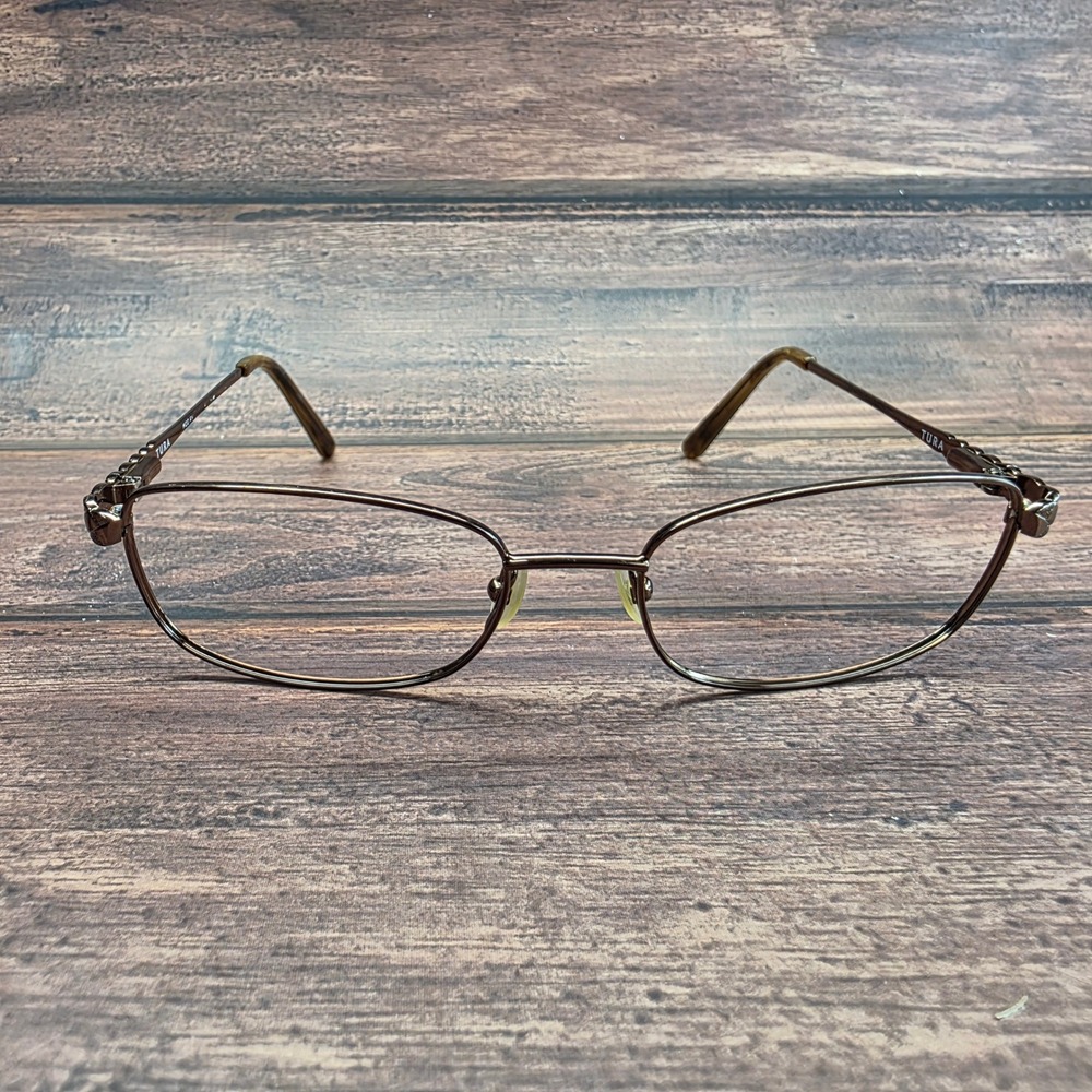 Tura R911 Bronze Metal Oval Eyeglass Frames Braided Temple Detail 52-17-135